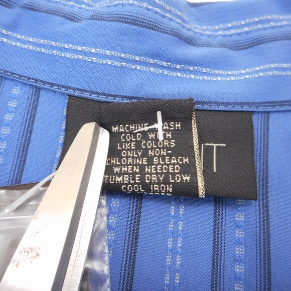 NWT Lane Bryant Size 14/16 Blue Button Up Shirt Long Sleeve Striped Office - Picture 8 of 10